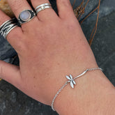 Dragonfly chain sterling silver bracelet